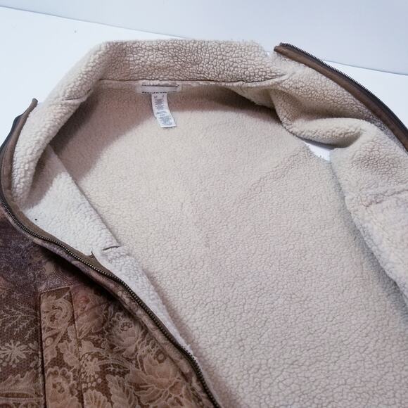 Jones New York Sport Suede Western Print Shearling Vest Jacket - Picture 8 of 11